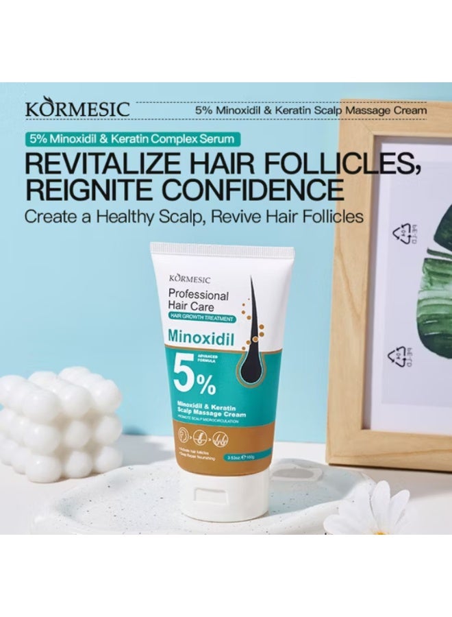 Kormesic Professional Hair Care 5% Minoxidil & Keratin Scalp Massage Cream 100G Hair Growth Treatment Scalp Cream with Minoxidil 5% Strengthen Hair Promote Hair Regrowth Reduce Hair Loss for Women And Men - Image 4