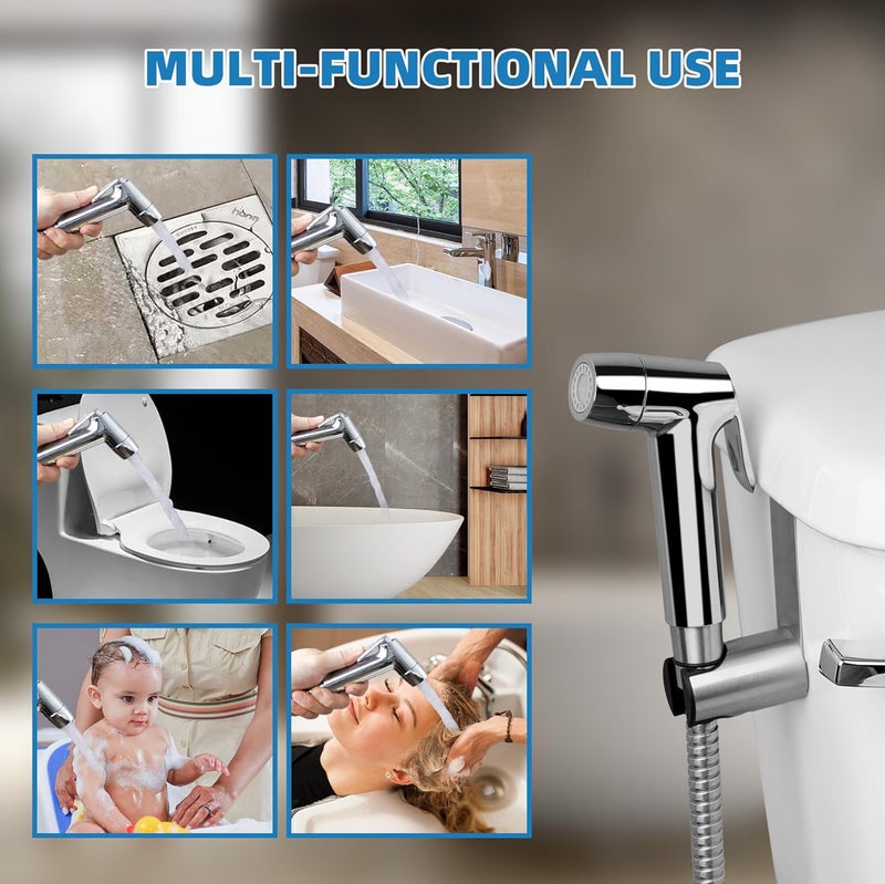 Hibbent Sink Faucet Hose Sprayer Attachment with 10 Adapters - Dual Function Handheld Bidet, Rinser & Shower Head - for Feminine Hygiene, Baby Diaper Cleaning & Pet Bathing - Image 5
