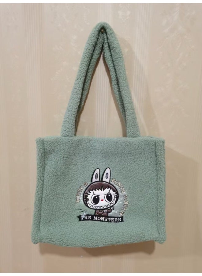 Bubble Matla Cloth Messenger Bag Cartoon Backpack Doll Change Plush Bag Children's Shoulder Bag-Color:Tote Bag Green 28*3128*31cmcm-Height:Universal  - Image 1