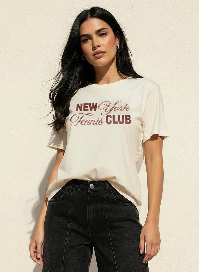 Cotton T shirt with New York Tennis Club Print
