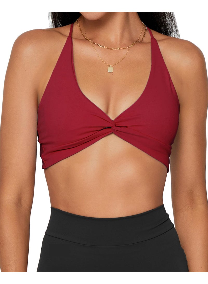 Backless Sports Bra Soft Workout Tops with Removable Padded Yoga Training Bras Strappy Going Out Top Gymnastics clothing square neckline, push-up bra, cross back top, top with integrated bra, women's bra without underwire - Image 1