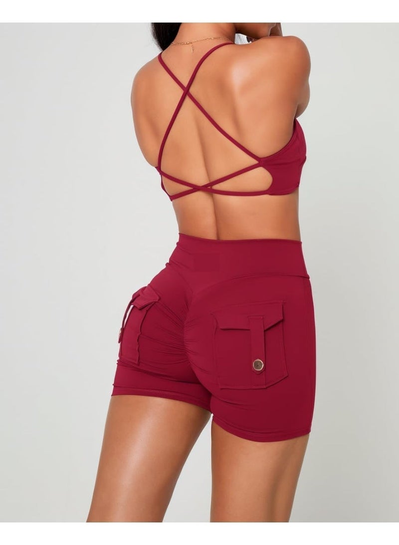 Backless Sports Bra Soft Workout Tops with Removable Padded Yoga Training Bras Strappy Going Out Top Gymnastics clothing square neckline, push-up bra, cross back top, top with integrated bra, women's bra without underwire - Image 5