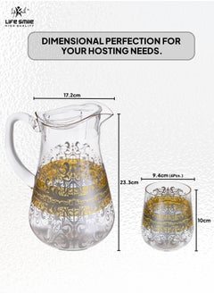 Life Smile Jug and Glasses Set - Arabic Turkish Acrylic Pitcher and Cups set | 2 Liters Capacity | BPA-Free And Shatter-Proof Great For Water,Iced Tea, Juices, Lemonade And Any Cold Drink (Design 2, Model 2)  - Image 3
