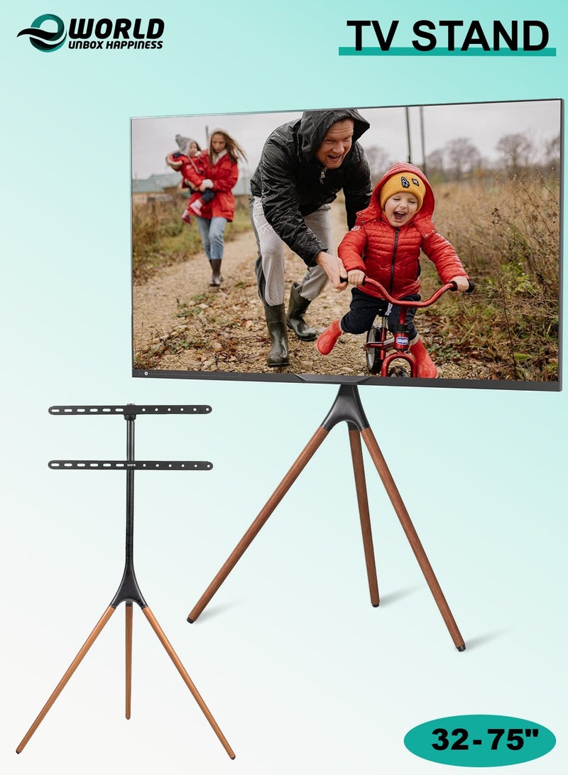 Eworld Adjustable Tripod TV Floor Stand for 32–75 Inch LED, LCD & OLED Screens – Portable Swivel Mount with Cable Management & Anti-Slip Base, Height Adjustable for Living Room, Bedroom & Studio – Holds up to 70.5 lbs - Image 1