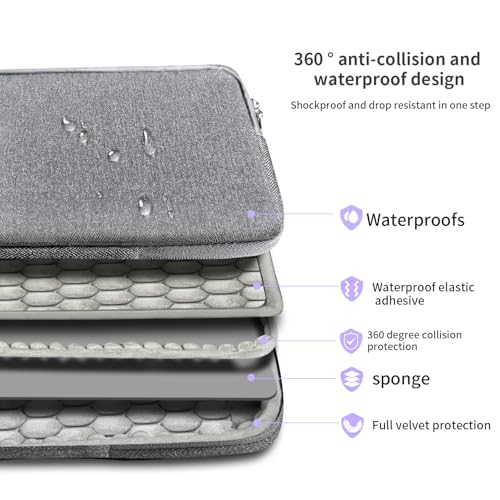 MOCA Laptop Sleeve for 13/13.3/14.2 MacBook & Slim laptops 360° Waterproof Material Laptop Sleeves Case with Anti-Collision Protection - Light Grey - Image 3
