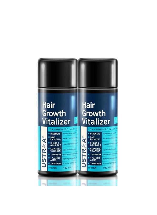 Ustraa - Hair Growth Vitalizer 100Ml- Set Of 2 - Clinically Tested | Hair Oil With Redensyl, Saw Palmetto, Vitamins, Amino Acids, Keratin, Wheatgerm & Jojoba Oil - Image 1