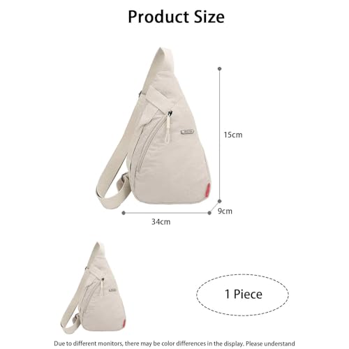 XFSAFDM Casual Sling Bag, Shoulder Bag for Men and Women, Lightweight Crossbody Chest Bag, Travel Bag for Daily Commute and Outdoor Activities, Sling Shoulder Bag (Beige) - Image 2