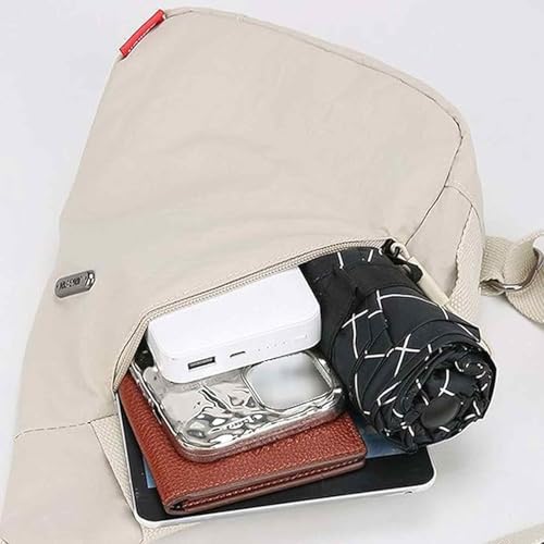 XFSAFDM Casual Sling Bag, Shoulder Bag for Men and Women, Lightweight Crossbody Chest Bag, Travel Bag for Daily Commute and Outdoor Activities, Sling Shoulder Bag (Beige) - Image 4