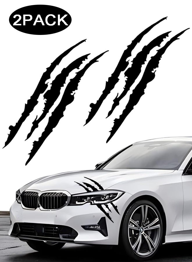 2PCS Claw Mark Decals for Cars, Headlight Car Sticker, Stripes Scratch Decal Vinyl for Pickup Motorcycles (Black) - Image 1
