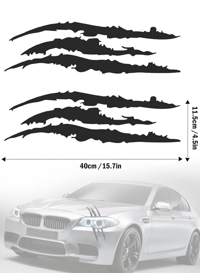 2PCS Claw Mark Decals for Cars, Headlight Car Sticker, Stripes Scratch Decal Vinyl for Pickup Motorcycles (Black) - Image 2