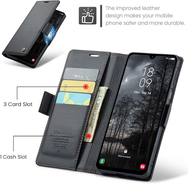 Rerzoiro Case for Samsung Galaxy A26 5G Case, Cover Premium PU Leather [RFID Blocking] Wallet Flip Folio Case with Card Holder and Magnetic Kickstand Cover for Samsung Galaxy A26, Black - Image 3