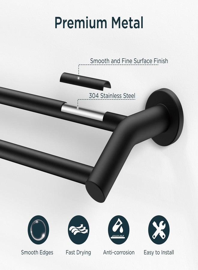 FORIOUS Double Towel Bar 24 Inch, Heavy Duty SUS304 Stainless Steel Dual Towel Racks for Bathroom Wall Mount, Space Saving Towel Rod Towel Holder Rail, Matte Black - Image 5