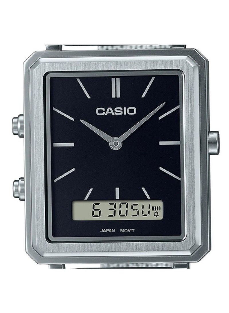 CASIO Casio Men Watch Analog Digital Black Dial Stainless Steel Mesh Band MTP-B205M-1EDF  - Image 2