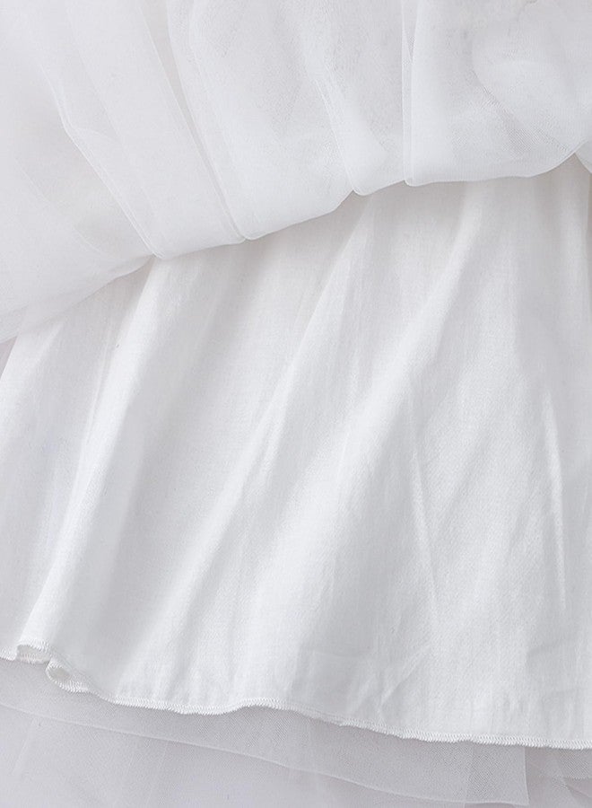 Tutu.kk Toddler Girl Tutu Dress Lace Strap Dresses A-Line Tiered Tulle Birthday Sundress White 18-24Months - Image 5