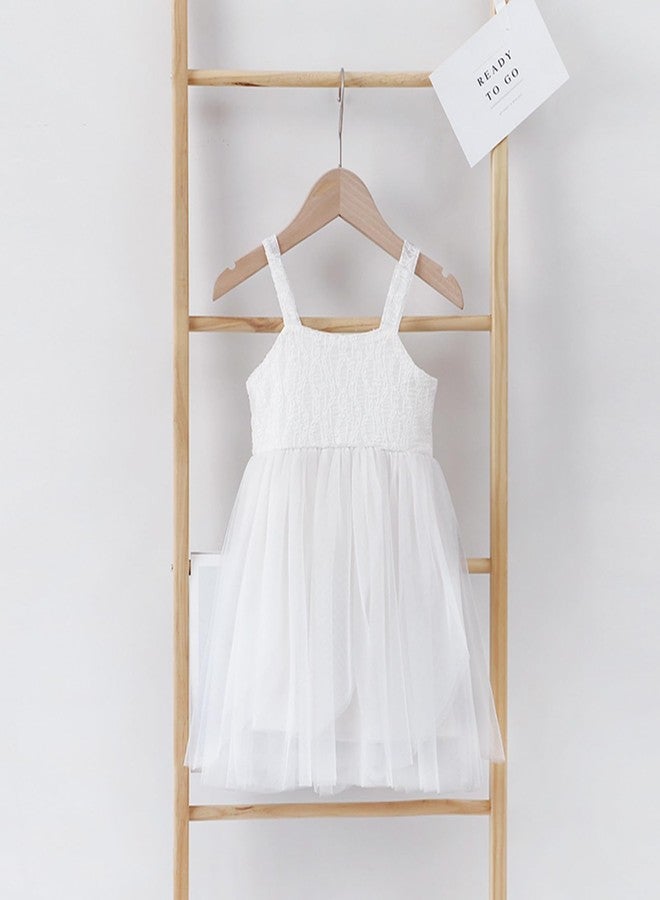 Tutu.kk Toddler Girl Tutu Dress Lace Strap Dresses A-Line Tiered Tulle Birthday Sundress White 18-24Months - Image 4