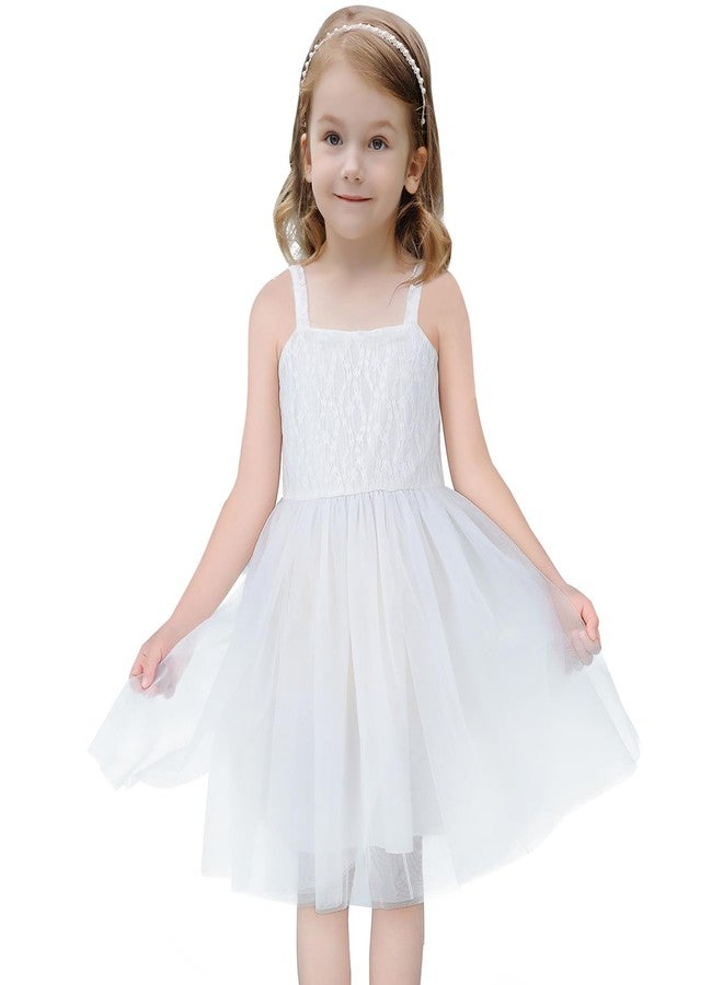 Tutu.kk Toddler Girl Tutu Dress Lace Strap Dresses A-Line Tiered Tulle Birthday Sundress White 18-24Months - Image 2