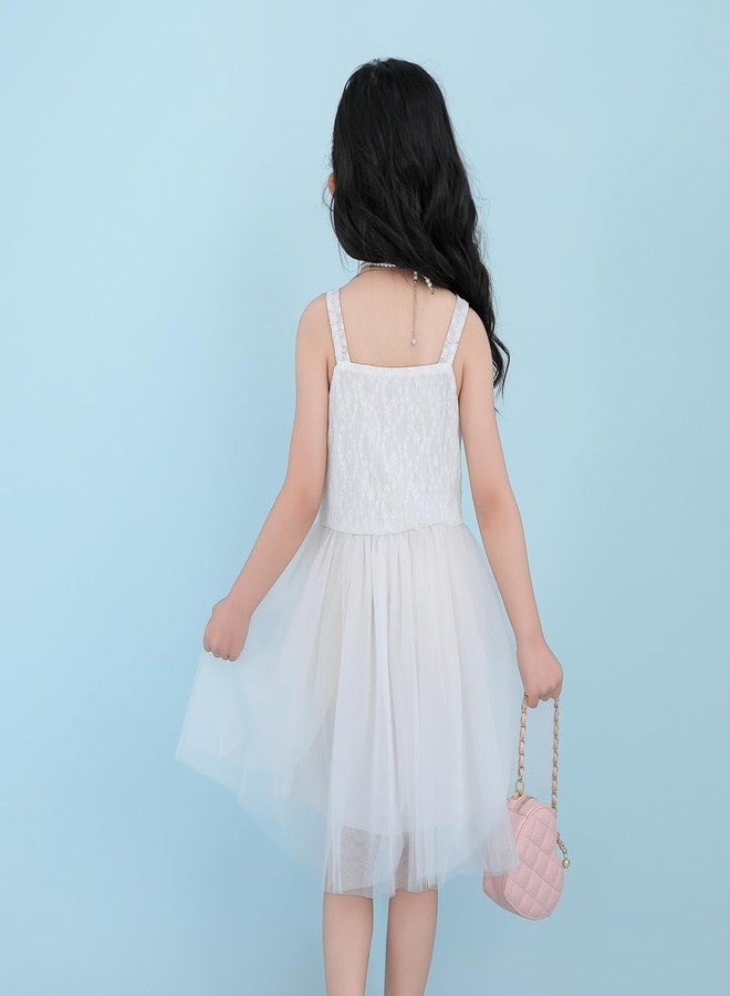 Tutu.kk Toddler Girl Tutu Dress Lace Strap Dresses A-Line Tiered Tulle Birthday Sundress White 18-24Months - Image 3