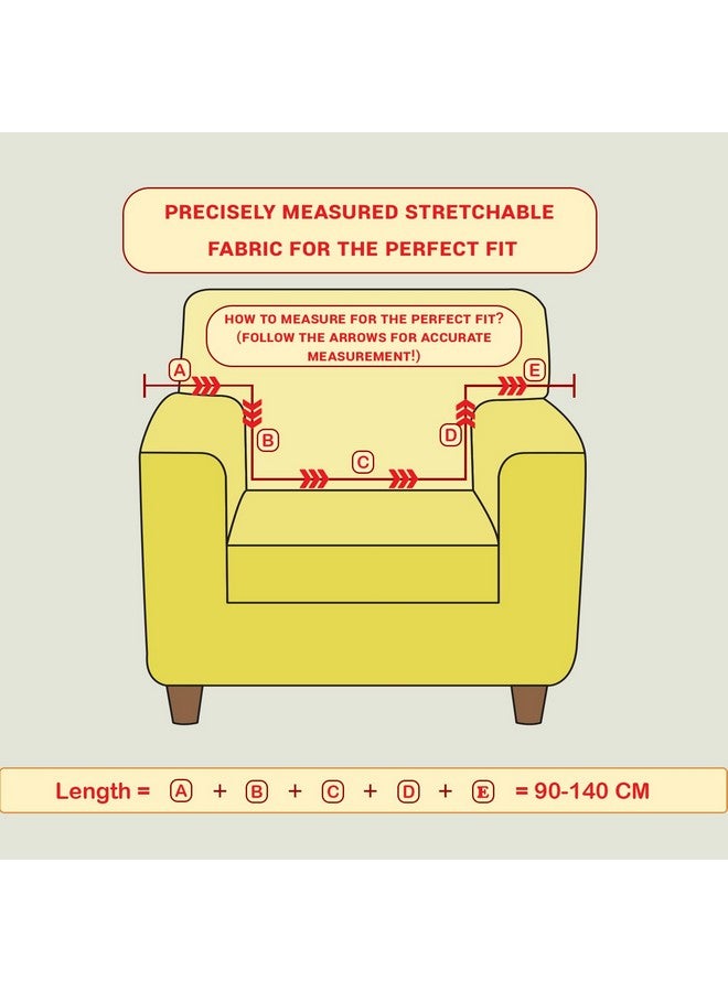 Lukzer 1 Seater Pastel Blue Curved Diamond Pattern Sofa Cover | 240 GSM Universal Stretch Fit Jacquard Fabric Couch Protector | Fully Covered Anti Slip & Washable Sofa Cover (90-140cm/SC-086-01) - Image 2