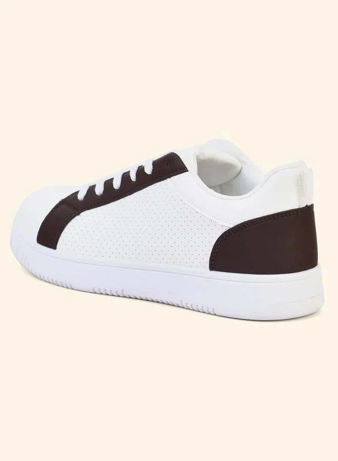 Yoho White Contrast Panel Lace Up Sneakers for Women | Best Price UAE