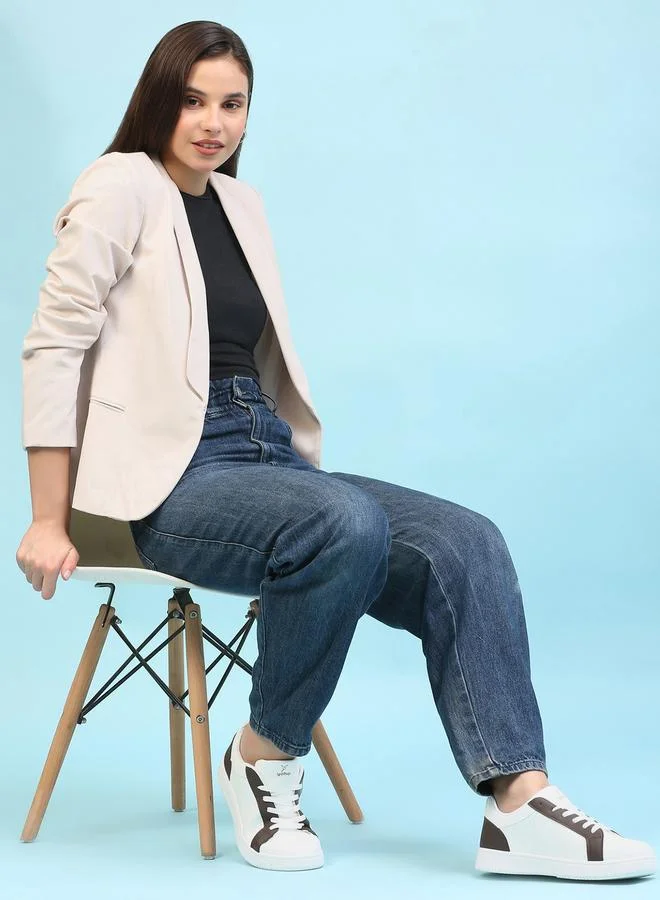 Yoho White Contrast Panel Lace Up Sneakers for Women | Best Price UAE