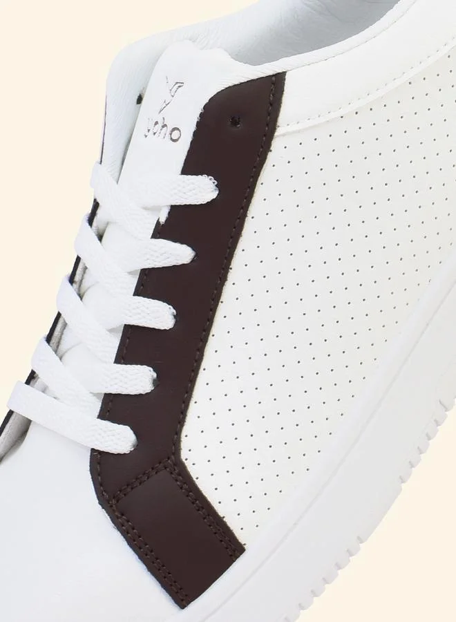 Yoho White Contrast Panel Lace Up Sneakers for Women | Best Price UAE