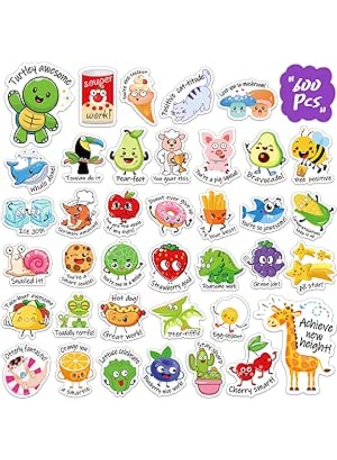 600PCS Reward Stickers for Students, Inspiration Teacher Reward Stickers for Kids, Inspiration Positive Accents Teacher Supplies Stickers, Cute Animal Incentives Stickers for Kids School Home - Image 1