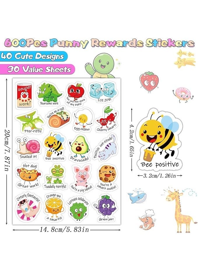 600PCS Reward Stickers for Students, Inspiration Teacher Reward Stickers for Kids, Inspiration Positive Accents Teacher Supplies Stickers, Cute Animal Incentives Stickers for Kids School Home - Image 2
