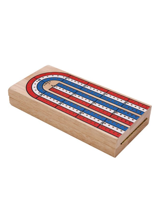 STERLING Games Folding Cribbage 3 Track Wooden Cribbage Board with Red White Blue Pegs for 3 Players - Image 3