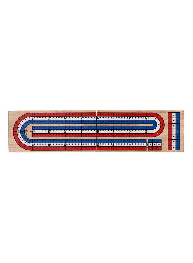 STERLING Games Folding Cribbage 3 Track Wooden Cribbage Board with Red White Blue Pegs for 3 Players - Image 2