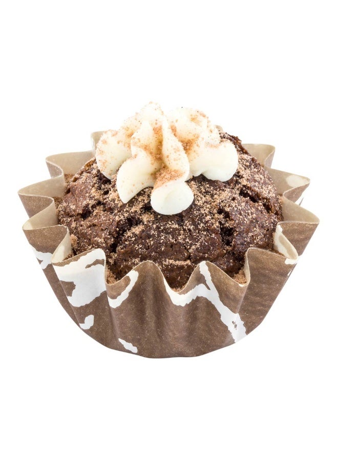 Restaurantware Panificio 0.4 Ounce Baking Cups, 200 Flared Cupcake Liners - Oven-Ready, Freezable, Brown And White Paper Muffin Cases, Disposable, Chocolate Wisp, For Wedding Parties, Baby Showers  - Image 2