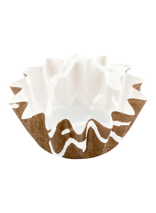 Restaurantware Panificio 0.4 Ounce Baking Cups, 200 Flared Cupcake Liners - Oven-Ready, Freezable, Brown And White Paper Muffin Cases, Disposable, Chocolate Wisp, For Wedding Parties, Baby Showers  - Image 1