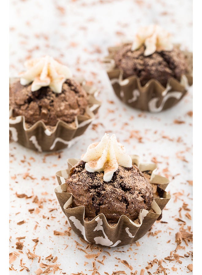 Restaurantware Panificio 0.4 Ounce Baking Cups, 200 Flared Cupcake Liners - Oven-Ready, Freezable, Brown And White Paper Muffin Cases, Disposable, Chocolate Wisp, For Wedding Parties, Baby Showers  - Image 5