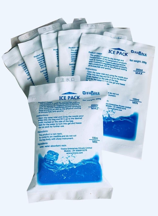 TINSICO Ice Bag Water-Injection Ice Pack for Pain Relief and Ice Box (Pack of 10, 200 ML) Reusable Cold Pack for Food Medical Storage and Delivery - Image 1