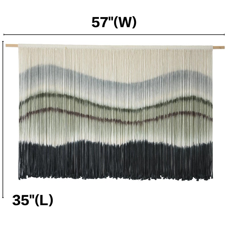 Flber Macrame Wall Hanging Boho Chic Wall Art Macrame Wall Decor Fiber Yarn Tapestry Dip-Dye Living Room Home Bedroom Wall Decor 57" Wx 35" L - Image 5
