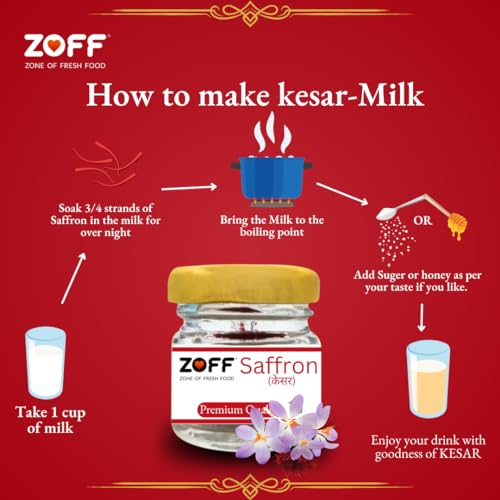 Zoff kesar saffron original- Premium Kashmiri kesar saffron- Hand-Picked & Naturally Aromatic -Perfect for Cooking, Desserts & Wellness -Net Weight: 1g - Image 3