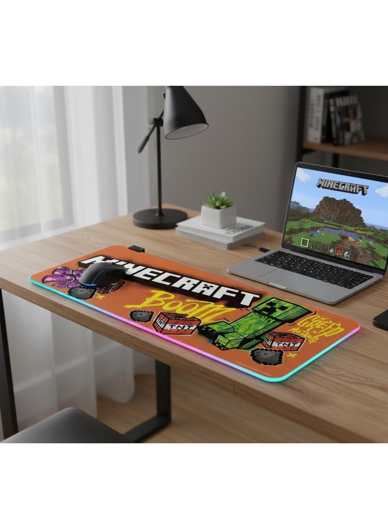 Minecraft GMS-WT-5 Gaming Mouse Pad with RGB Lighting – 14 Spectral Lighting Modes – Precision Microfiber Surface for Control and Speed ​​– Stable Rubber Base with USB Plug & Play - Image 2