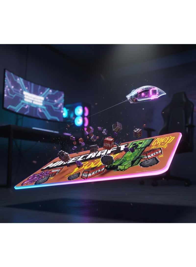 Minecraft GMS-WT-5 Gaming Mouse Pad with RGB Lighting – 14 Spectral Lighting Modes – Precision Microfiber Surface for Control and Speed ​​– Stable Rubber Base with USB Plug & Play - Image 5