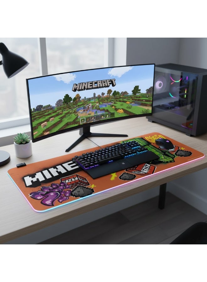 Minecraft GMS-WT-5 Gaming Mouse Pad with RGB Lighting – 14 Spectral Lighting Modes – Precision Microfiber Surface for Control and Speed ​​– Stable Rubber Base with USB Plug & Play - Image 4