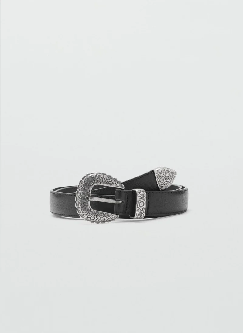 مانجو Embossed Buckle Belt