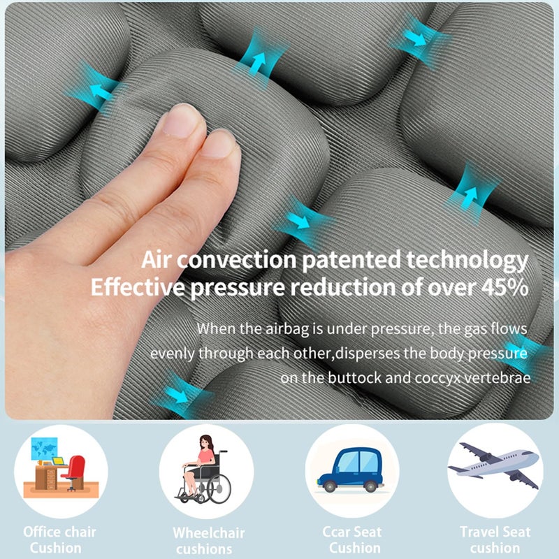Lonicerkz 1Pcs Seat Cushion, Travel Cushion Airplane Seat - Inflatable Airplane Seat Cushion for Travel.Suitable for Long Distance Sedentary People to Use,Easy to Carry, 3D Inflatable Airbag is Ergonomic - Image 5