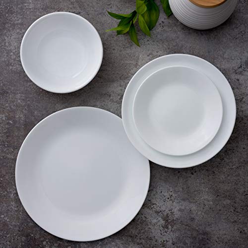 Corelle Vitrelle 8-Piece Dinner Plates Set Triple Layer Glass and Chip Resistant, Lightweight Round Plates, Winter Frost White - Image 4