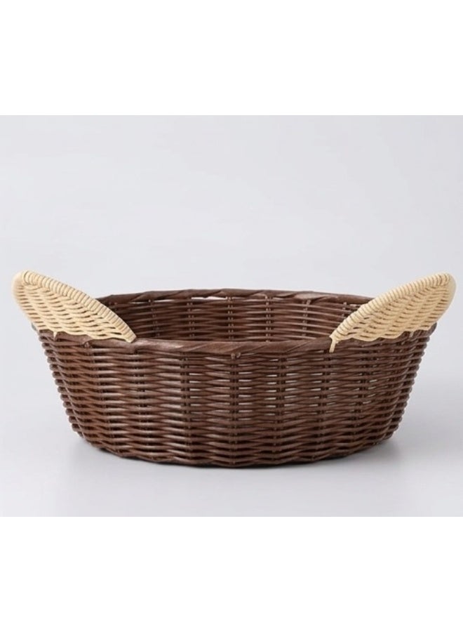 Daiso Cat Ear PP Pet Bed with Cushion | Brown | Cozy Soft Indoor Cat Bed for Cats & Small Pets - Image 2