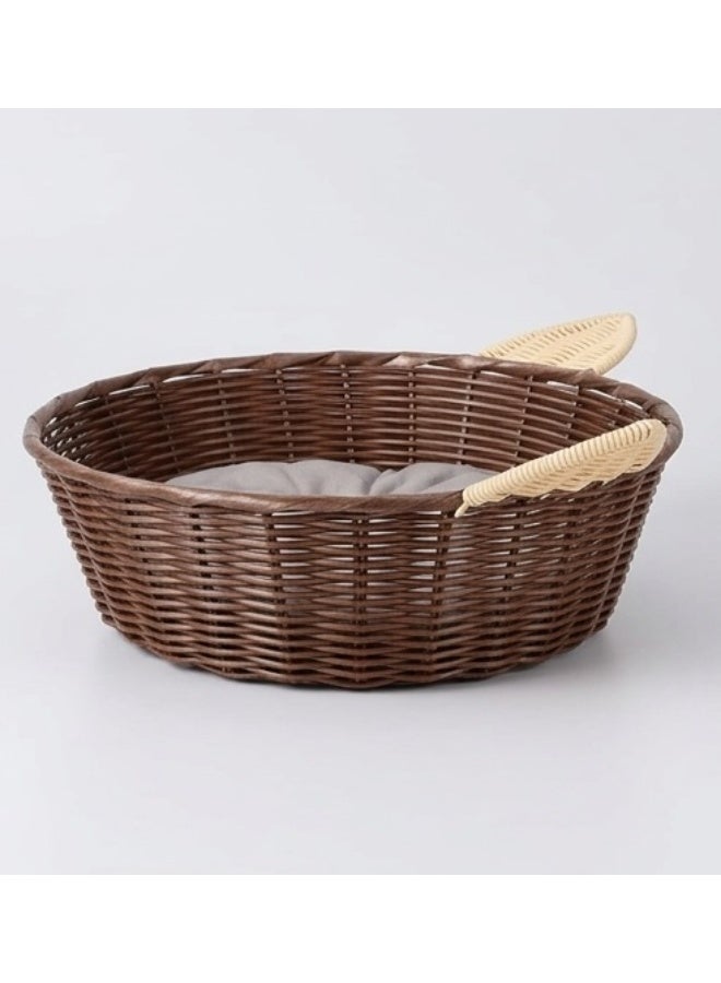 Daiso Cat Ear PP Pet Bed with Cushion | Brown | Cozy Soft Indoor Cat Bed for Cats & Small Pets - Image 3