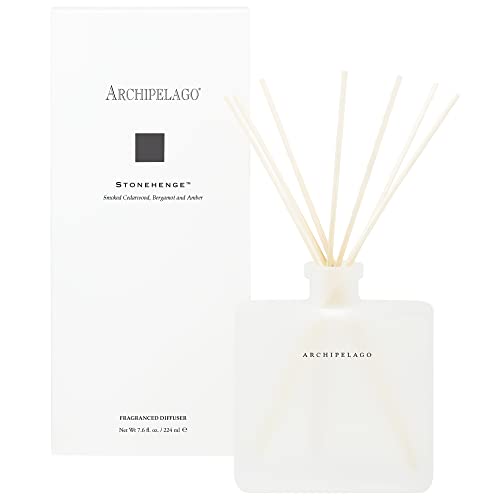 Archipelago Botanicals Stonehenge Reed Diffuser, Home Fragrance Reed Diffuser, Includes Fragrance Oil, Frosted Glass Vessel & 10 Diffuser Reeds, Perfect for Home, Office or Gift, 7.6 Fl Oz - Image 1