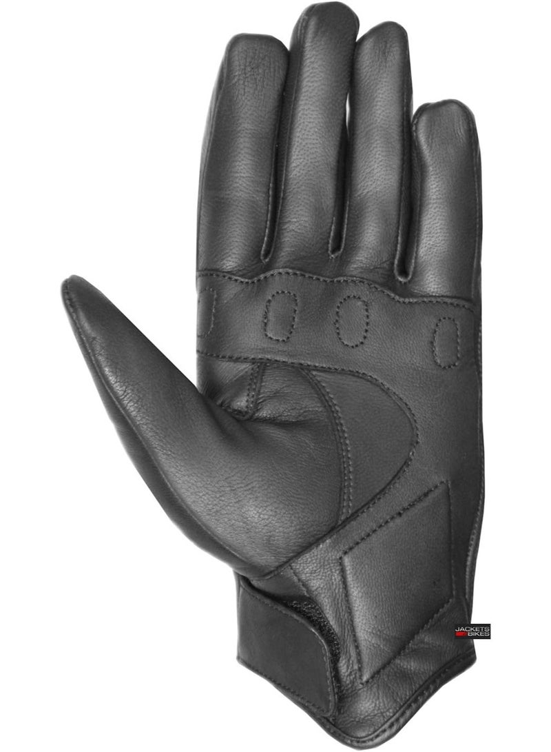 Jackets 4 Bikes Motorcycle Gloves - Premium Leather for Men Women, Touchscreen, Non-Slip, Motorbike Cruiser Street Biker Protector Black M - Image 5
