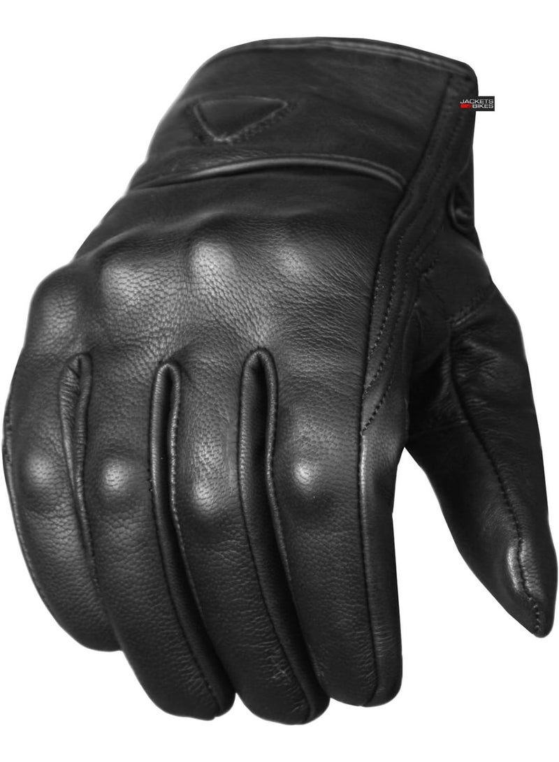 Jackets 4 Bikes Motorcycle Gloves - Premium Leather for Men Women, Touchscreen, Non-Slip, Motorbike Cruiser Street Biker Protector Black M - Image 2