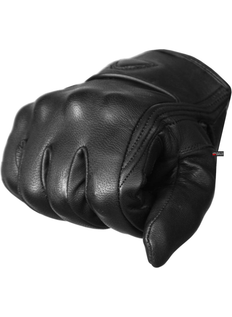 Jackets 4 Bikes Motorcycle Gloves - Premium Leather for Men Women, Touchscreen, Non-Slip, Motorbike Cruiser Street Biker Protector Black M - Image 1