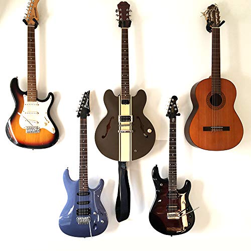 Moodve Guitar Wall Mount 4-Pack, Metal Guitar Hanger, Guitar-Shaped Guitar Wall Hanger, Black Guitar Holder Stand for Bass Electric Acoustic Guitar Ukulele (Black) - Image 5