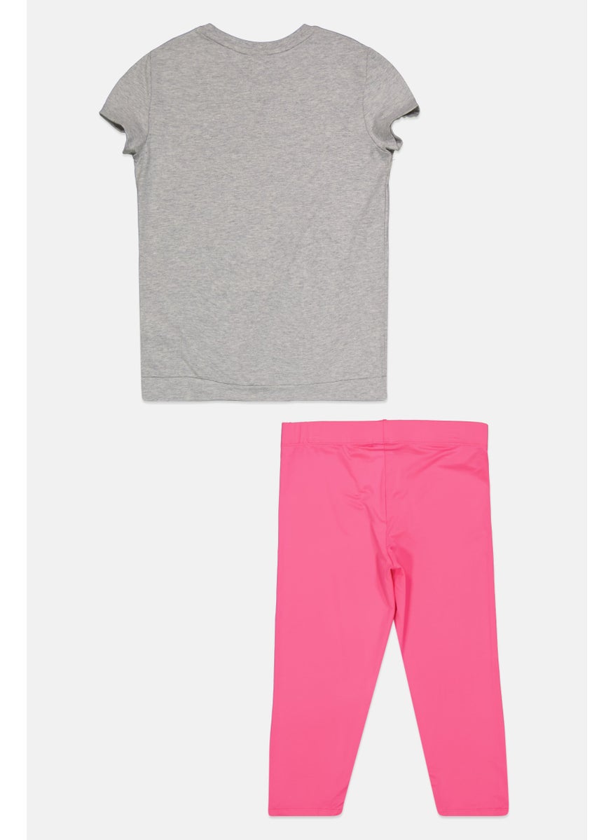 PUMA - Kids Girl 2 Pieces Sportwear Fit Top And Bottom Set, Pink/Grey - Image 1