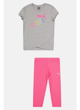 Kids Girl 2 Pieces Sportwear Fit Top And Bottom Set, Pink/Grey